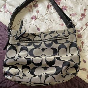 Black and silver/grey Coach shoulder bag